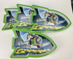 Disney Meal Time Magic Toy Story buzz Lightyear Spaceship Shaped Plates X4 - Image 1