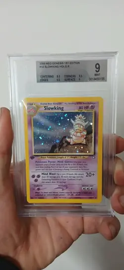 Pokemon TCG Slowking Neo Genesis 1st Edition Holo Card 14/111 SWIRL Clean BGS 9 - Image 1