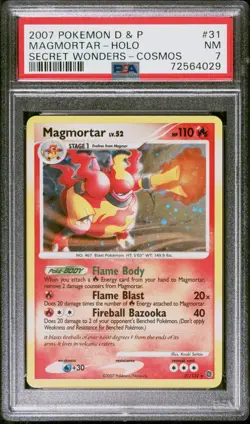 Pokemon Card Magmortar 31/132 Holo Foil Cosmos Secret Wonders PSA 7 NM - Image 1