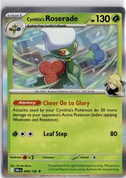 Pokemon TCG Cynthias Roserade 008/182 Holo Rare Destined Rivals Trading Card - Image 1