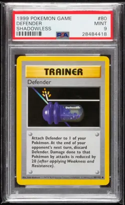 1999 Pokemon Shadowless Defender PSA 9 MINT #80 Base Set - Image 1