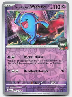 Team Rocket's Wobbuffet 082 Reverse Holo 182 Rare Destined Rivals Pokemon NM - Image 1