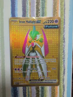 Iron Valiant EX 261/182 Sv04: Paradox Rift Holo Pokemon Card TCG Gold - Image 1