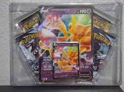 POKEMON TCG Alakazam V Box 4 Booster Packs + Alakazam V Promo Cards - Image 3