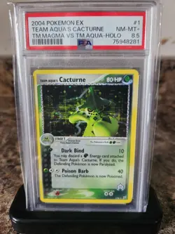 2004 Pokemon EX Team Magma vs Team Aqua Aqua's Cacturne Holo 1/95 PSA 8.5 NM/MT+ - Image 1
