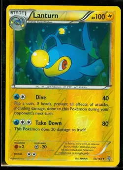 Pokemon LANTURN 58/160 - XY Primal Clash Rev Holo - MINT - Image 1