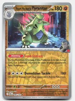 Team Rocket's Tyranitar 096 Reverse Holo 182 Rare Destined Rivals Pokemon NM - Image 1