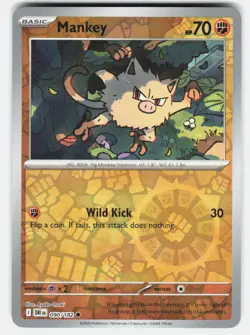 Mankey 090 Reverse Holo 182 Common Destined Rivals Pokemon Near Mint - Image 1