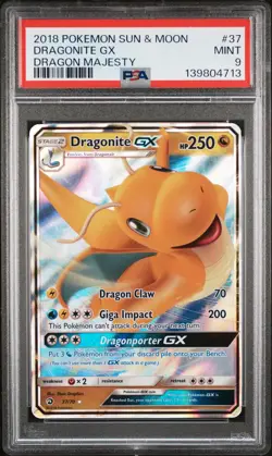 2018 POKEMON SUN & MOON DRAGON MAJESTY #37 DRAGONITE GX PSA 9 - Image 1