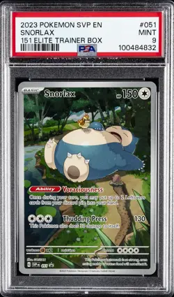 2023 POKEMON SVP EN-SV BLACK STAR PROMO 151 ELITE TRAINER BOX #051 SNORLAX PSA 9 - Image 1