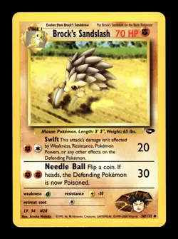 6-02-08 PWE pokemon unplayed . 2000 gym challenge brock's sandslash #36/132 - Image 1