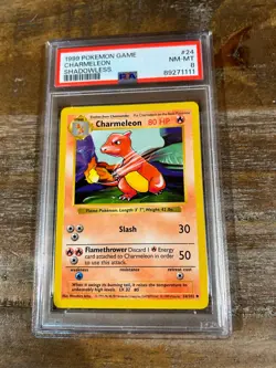 1999 Pokemon Game Base CHARMELEON SHADOWLESS #24 PSA 8 RARE - Image 1