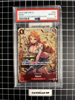 One Piece TCG Nami 2023 CS Stamp Celebration Pack Championship ST01-007 PSA 10 - Image 1
