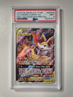 PSA 9 Charizard & Braixen GX SM230 Sun & Moon Black Star Promo Pokemon Card MINT - Image 1
