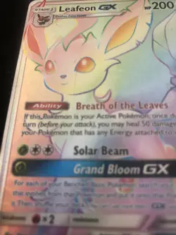 Pokemon Leafeon GX Rainbow Secret Rare Card Ultra Prism 157/156 - Image 2