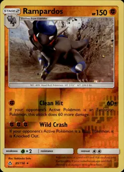 Pokemon TCG Reverse Holo Card Rampardos SM - Ultra Prism 65/156 - Image 1