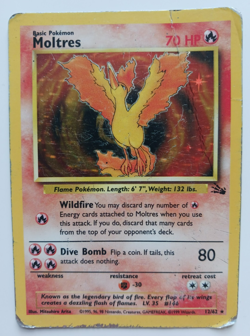 Moltres Pokemon Card Holo WOTC 12/62 Fossil Set Rare Vintage 1999 Original HP - Image 1
