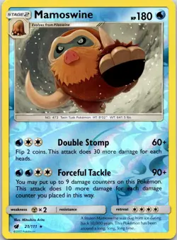 Mamoswine 21/111 Crimson Invasion Pokemon Reverse Holo Near Mint - Image 1