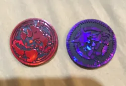 Nintendo Pokemon TCG Battling Coin Game Embossed Plastic Coins Set of 2 Purple - Image 1