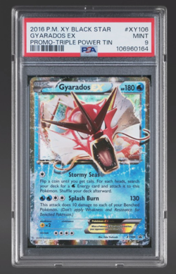 2016 Pokemon XY Black Star Promo#XY106 Gyarados EX - Holo Triple Power Tin PSA10 - Image 1