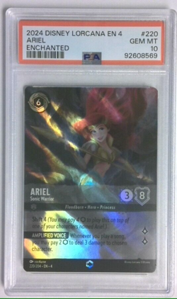 PSA 10 GEM Disney Lorcana Ursula's Return Ariel Enchanted Sonic Warrior 220/204 - Image 1