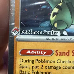 Team Rocket’s Tyranitar 096/182 Promo Pokemon TCG Card Center Stamp Sealed - Image 2