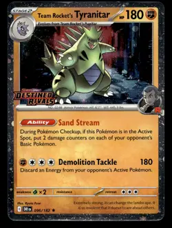 Team Rocket's Tyranitar 096/182 Rare Destined Rivals Pre-Release Stamp Pokemon - Image 1