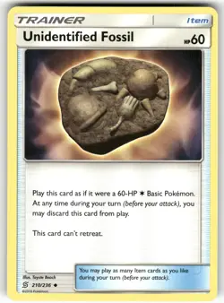 Unidentified Fossil 210/236 Uncommon Unified Minds Pokemon Near Mint - Image 1