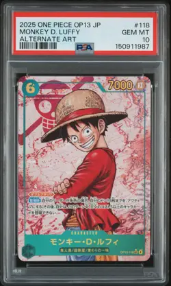 2025 ONE PIECE JPN OP13-CARRYING ON HIS WILL #118 MONKEY D. LUFFY PSA 10 - Image 1