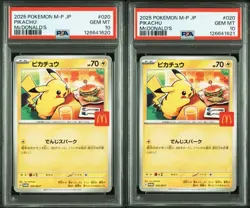 PSA 10 Pikachu 020/M-P McDonald's Promo Card Set of 2 Japanese Pokemon - Image 1