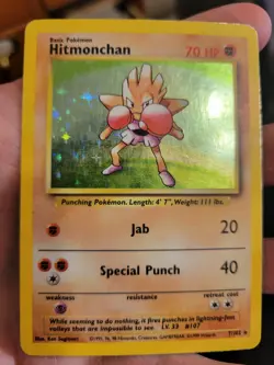 Hitmonchan - 7/102 Base Set 1999 WOTC - Holo - Pokemon TCG moderately played - Image 1
