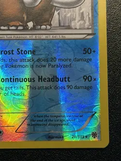 2013 Pokemon Plasma Storm Mamoswine 28/135 Reverse Holo Rare - Image 4