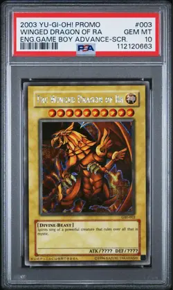 YuGiOh PSA10 The Winged Dragon of Ra Secret Rare GBI 003 English Card - Image 1
