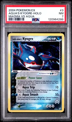 2004 POKEMON EX TEAM MAGMA VS TEAM AQUA #3 TEAM AQUA'S KYOGRE-HOLO PSA 7 - Image 1
