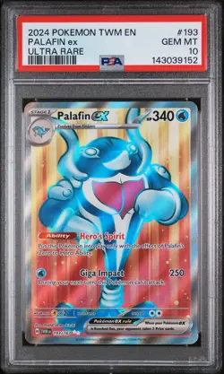 2024 POKEMON TWM EN-TWILIGHT MASQUERADE ULTRA RARE #193 PALAFIN EX PSA 10 - Image 1