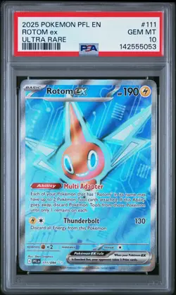 2025 POKEMON PFL EN-PHANTASMAL FLAMES ULTRA RARE #111 ROTOM EX PSA 10 - Image 1