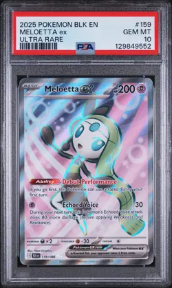 2025 POKEMON BLK EN-BLACK BOLT ULTRA RARE #159 MELOETTA EX PSA 10 - Image 1