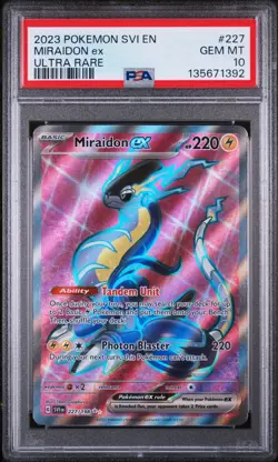 2023 POKEMON SVI EN-SCARLET & VIOLET ULTRA RARE #227 MIRAIDON EX PSA 10 - Image 1