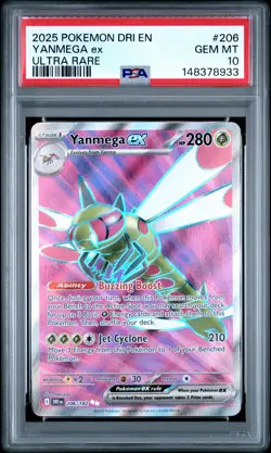 2025 POKEMON DRI EN-DESTINED RIVALS ULTRA RARE #206 YANMEGA EX PSA 10 - Image 1