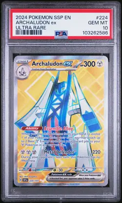 2024 POKEMON SSP EN-SURGING SPARKS ULTRA RARE #224 ARCHALUDON EX PSA 10 - Image 1