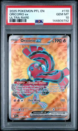 2025 POKEMON PFL EN-PHANTASMAL FLAMES ULTRA RARE #110 ORICORIO EX PSA 10 - Image 1