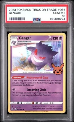 Gengar 066/196 Holo Rare Trick or Trade 2023 Pokemon TCG PSA GEM MINT 10 - Image 1