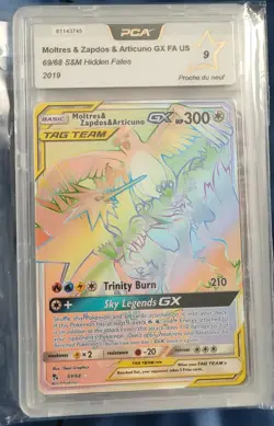Pokemon Card - Moltres Zapdos Articuno GX 69/68 Hidden Fates PCA 9 2019 - Image 1