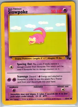 Slowpoke 55/62 Non Holo Fossil - Pokemon Card - NM - Image 1