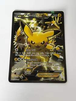Pikachu EX XY124 Black Star Promo Full Art LP/MP Authentic Pokemon Card - Image 1