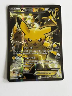 Pikachu EX XY124 Black Star Promo Full Art LP/MP Authentic Pokemon Card - Image 2