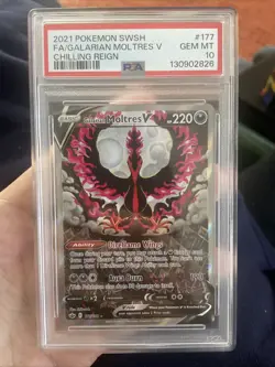 Pokemon TCG Galarian Moltres v Chilling Reign Card 177/198 PSA 10 - Image 1