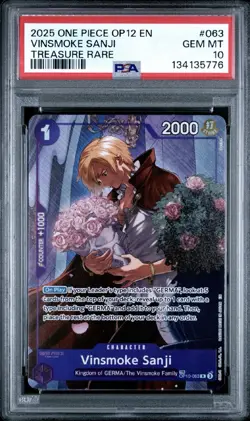 One Piece OP12 Legacy of the Master - Vinsmoke Sanji - OP10-063 TR - PSA 10 - Image 1
