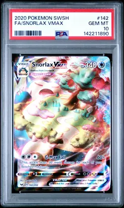 2020 POKEMON SWORD & SHIELD #142 FULL ART/SNORLAX VMAX PSA 10 - Image 1