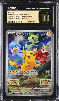 CGC 10 PRISTINE Pikachu 001/SV-P PROMO Scarlet Violet Pre Order Japanese Pokemon - Image 1